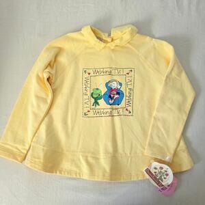 Vintage Deadstock "Watching TV" Yellow Sweater kids 6/8